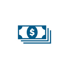 Money Blue Icon On White Background. Blue Flat Style Vector Illustration.