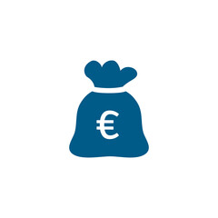 Money Sack Blue Icon On White Background. Blue Flat Style Vector Illustration.