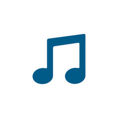 Music Note Blue Icon On White Background. Blue Flat Style Vector Illustration.