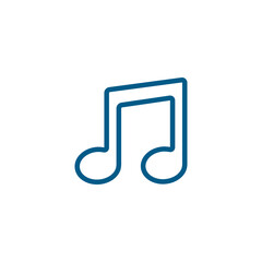 Music Note Line Blue Icon On White Background. Blue Flat Style Vector Illustration.
