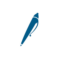 Pen Blue Icon On White Background. Blue Flat Style Vector Illustration.