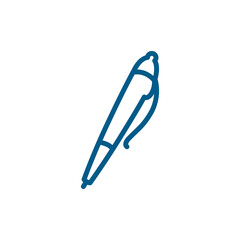 Pen Line Blue Icon On White Background. Blue Flat Style Vector Illustration.