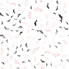 Light Red, Yellow vector seamless template with dolphins.