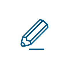 Pencil Line Blue Icon On White Background. Blue Flat Style Vector Illustration.