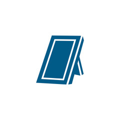 Photo Frame Blue Icon On White Background. Blue Flat Style Vector Illustration.