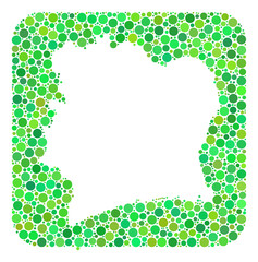 Map of Ivory Coast collage created with rounded rectangle and subtracted shape. Vector map of Ivory Coast collage of circle spots in variable sizes and green color tints.