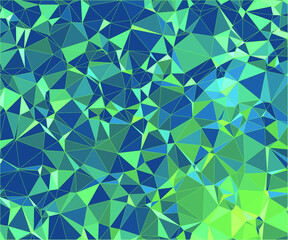 abstract geometric triangle shaped colorful vector background with vector lines can be used as pattern, texture, wallpaper or banner mixture of light and dark green, blue tones