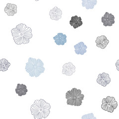 Dark BLUE vector seamless elegant background with flowers.