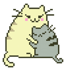 Obraz premium Cat pixel art on white background.