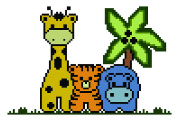 Large group of African safari animals.