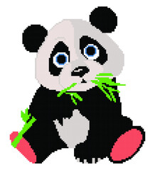 Panda pixel art on white background. © HoTo 