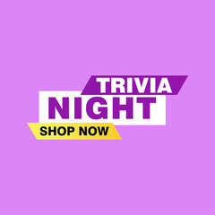Trivia Night labels banners vector ribbon design template. Banner sale tag. Market special offer discount label