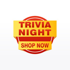 Trivia Night labels banners vector ribbon design template. Banner sale tag. Market special offer discount label