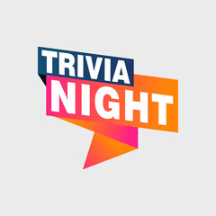 Trivia Night labels banners vector ribbon design template. Banner sale tag. Market special offer discount label