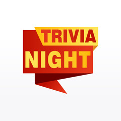 Trivia Night labels banners vector ribbon design template. Banner sale tag. Market special offer discount label