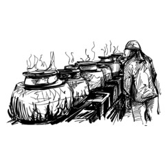 Drawing of the India cooker at kitchen 