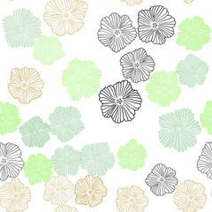 Light Green, Yellow vector seamless elegant background with flowers.