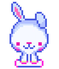 Obraz premium Rabbit pixel art on white background.