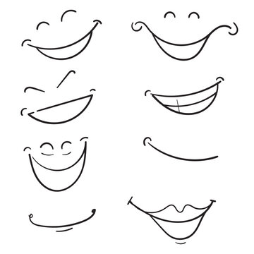 hand drawn doodle smile illustration cartoon art style vector