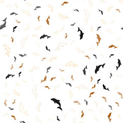 Light Orange vector seamless texture with dolphins.