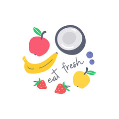 Prebiotic fruit hand drawn set circle illustration