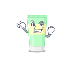 A funny cartoon design concept of cleansing foam with happy face