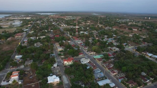 Aerial circling of Pepillo Salcedo municipality. Dominican Republic