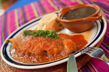 Chile Relleno is a traditional mexican dish made of Poblano Chili stuffed usually with meat