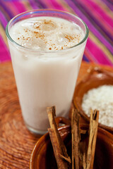 Traditional Mexican drink of Spanish origin called Horchata, made from rice among other ingredients
