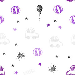 Light Purple vector seamless texture in birthday style.