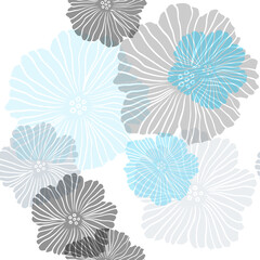 Light BLUE vector seamless abstract pattern with flowers.