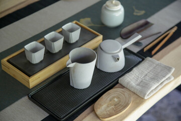 Tea set ready for traditional Chinese tea ceremony.