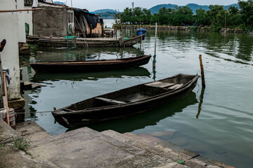 Lakeside dwellings in South China.