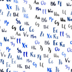 Fototapeta na wymiar Light BLUE vector seamless background with signs of alphabet.