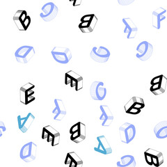 Light Pink, Blue vector seamless backdrop with 3D english symbols.