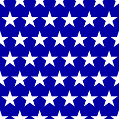 White USA stars on a blue background seamless pattern