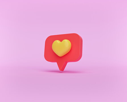 Social Media Like Heart Icon. Minimal Isolated Symbol. 3d Rendering