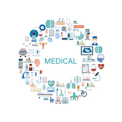 Medical concept with medical icons flat design vector illustration