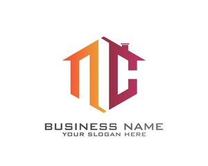 Initial N C abstract logo template vector