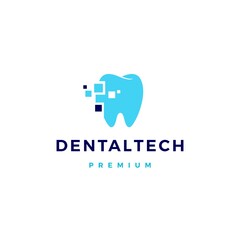 dental pixel tech logo vector icon illustration