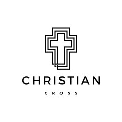 christian cross logo vector icon illustration