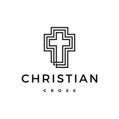 Obraz premium christian cross logo vector icon illustration
