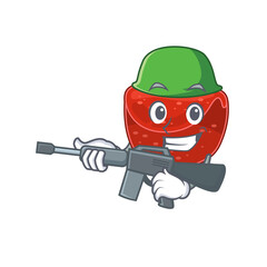 A cartoon picture of Army meatloaf holding machine gun