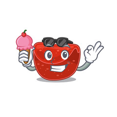 A cartoon drawing of meatloaf holding cone ice cream