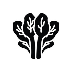 Black solid icon for spinach