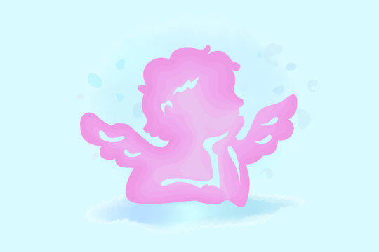  cupid icon pink color Vector illustration in lineart style.