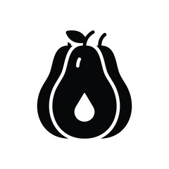 Black solid icon for avocado