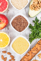 Dietary and beneficial eating for thyroid gland. Food as source vitamins and minerals