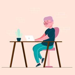Fototapeta premium Freelancer site in a chair. Freelance concept vector illustration