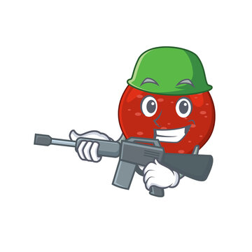 A cartoon picture of Army peperoni holding machine gun